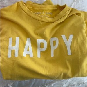 Jean and June bright yellow HAPPY crew neck